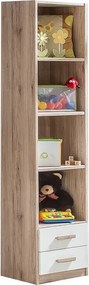Vysoký regál so zásuvkami Cariba, dub san remo/biela