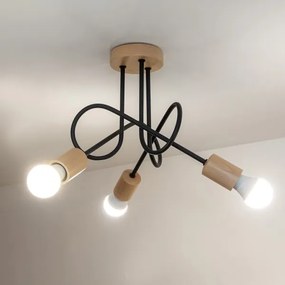Prisadený luster OXFORD 3xE27/15W/230V borovica/čierna