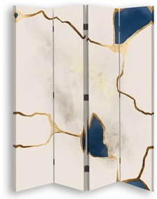 Gario Paraván Modro-zlaté línie Rozmery: 145 x 170 cm, Prevedenie: Klasický paraván