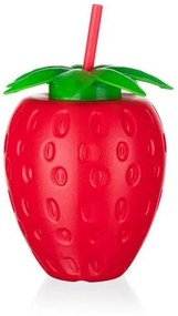 BANQUET Fľaša plastová so slamkou STRAWBERRY 880 ml