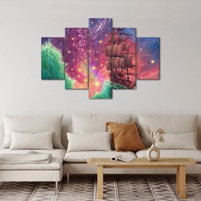 Obraz - Loď s vesmírnou oblohou (150x105 cm)