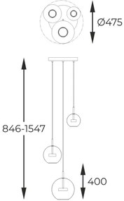 Zuma Line P0428-03L-L4AC - LED Luster na lanku ENCELADUS 3xLED/5W/230V zlatá