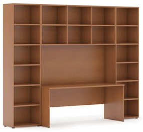 Zostavy knižníc s integrovaným stolom, vyššie, 2950 x 700/400 x 2300 mm, čerešňa