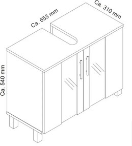 Kúpeľňová skrinka pod umývadlo Porto, dub sonoma/biela