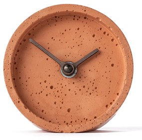 Stolové hodiny z betónu CLOCKIES, 10cm, okrúhle, oranžové