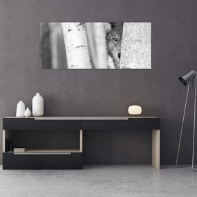 Obraz - Vlk v lese (120x50 cm)