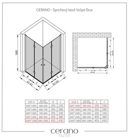 Cerano Volpe Duo, sprchovací kút so skladacími dverami 100(dvere) x 60(dvere), 6mm číre sklo, chrómový profil, CER-CER-480190