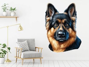 Pes Nemecký ovčiak textilní prelepiteľná nálepka na stenu list 33 x 45 cm