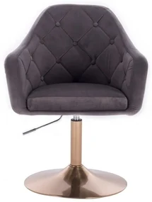 LuxuryForm DESIGN Kreslo ANDORA VELUR na zlatom tanieri - tmavo šedé