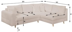 Béžová rohová pohovka z textílie buklé (pravý roh) Ariella – Ropez
