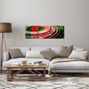 Abstraktný obraz - kvety vo vlnách (s hodinami) (90x30 cm)
