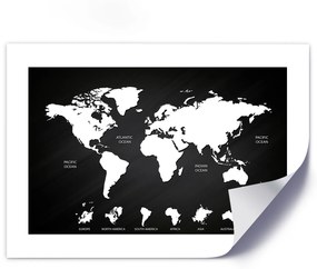 Gario Plagát Kontrastná mapa sveta a kontinentov Farba rámu: Bez rámu, Veľkosť: 30 x 20 cm