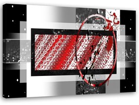 Obraz na plátně, Geometrická abstrakce Červená šedá - 100x70 cm