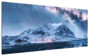 Obraz hôr s hviezdnou oblohou (120x50 cm)