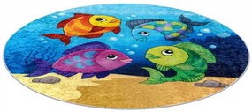 Detský koberec JUNIOR 51594.801 rybky, kruh modrý