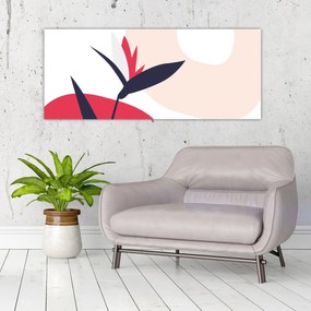 Obraz - Ružová florálna abstrakcia N⁰1 (120x50 cm)