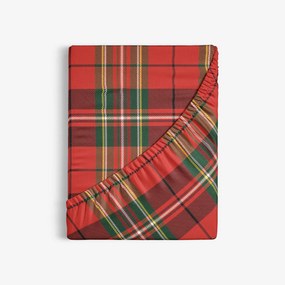 Goldea vianočná bavlnená napínacia plachta - červené káro 80 x 200 cm