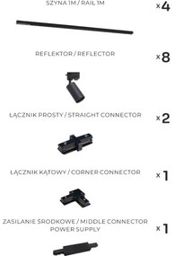 Zuma Line 3581 - Bodové svietidlo v lištovom systéme TUBE 8xGU10/35W/230V čierna