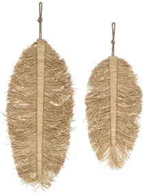 Dekorácia na stenu z rafie Oasis Leaf 29x70 cm + 24x50 cm