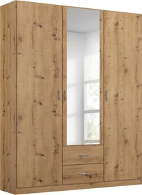 Šatníková skriňa so zrkadlom Case, 136 cm, dub artisan