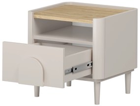 Nočný stolík Amilio 50 cm so zásuvkou - kašmír / olejovaný dub / úchytky kašmír