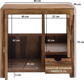furniture-nabytek.cz - Masívna skrinka na umývadlo z palisandru Lagos, lakované, hnedé – 80×50×75 cm