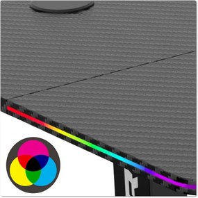 Herný stôl s LED osvetlením SHADOW GAMER 2.0 elektrický, čierny