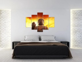 Obraz - Budha s červenožltým pozadím (150x105 cm)