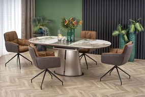 ROBINSON extension table, beige marble / cappuccino / black
