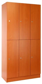 Drevená šatníková skrinka Visio - 6 boxov, 90 x 45 x 185 cm, cylindrický zámok, čerešňa