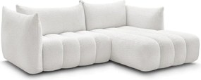 Biela rohová pohovka z textílie buklé (pravý roh/s leňoškou) Azra – Bobochic Paris