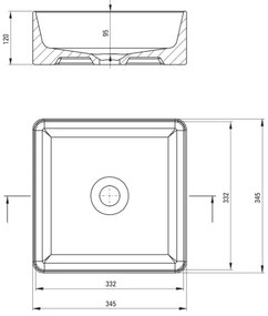 Deante CDJ_6U3S - Umývadlo na dosku JASMIN 34,5x34,5 cm keramika/biela