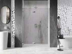 Mexen, Mexen Lunar ľavé výklopné sprchové dvere 135 cm, transparentné, chróm - 834-135-000-01-00-L
