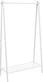 Stojan na oblečenie s oceľovým rámom, s policou, 33,5 x 92,5 x 153 cm, biely