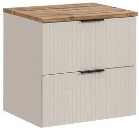 Koupelnová sestava Adele Cashmere s deskou a skříňkami 80 cm kašmírová/dub wotan