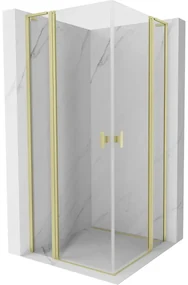 Mexen, Mexen Mist L Duo výklopný sprchový kút 90 x 90 cm, transparentný, brúsené zlato - 8A4L-090-090-55-00