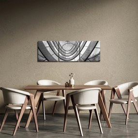Obraz - Lietadlo nad budovou (s hodinami) (90x30 cm)