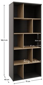 Knižnica ADAPO 02, antracitová