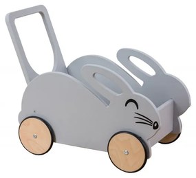 Baby-raj Drevené chodítko pre deti Zajačik – vozík na hračky