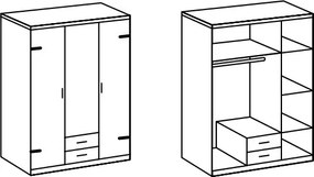 Šatníková skriňa so zásuvkami Cork, 135 cm, doskový dub/grafit