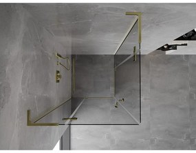 Mexen Mist-H L Duo, 2-krídlový sprchový kút 80 x 80 cm, číre sklo, zlatý lesklý profil, 8A5L-080L-080P-50-00