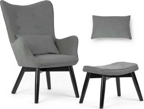 SOFOTEL Kreslo s opierkou na ruky a podnožkou Norse 2040 - sivé