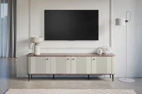 TV stolík Vespera 4D 187 cm - kašmírová / orech / čierne nožičky