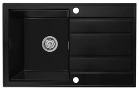 Gamma Modern 8050, 1-komorový granitový drez 790x500x210 mm, čierna, GMA-ZM-8050-BK