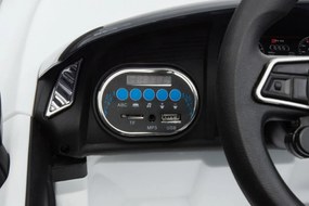 Ramiz Audi R8 na batérie pre deti Biela + diaľkové ovládanie + EVA + pomalý štart + MP3 LED