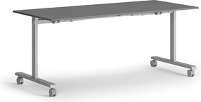 Mobilný stôl MATCH, 180x80 cm, sivá podnož, grafit
