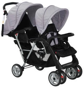 Súrodenecký kočík, oceľ, sivo čierny