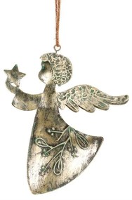 Vianočná dekorácia Angel 2 ks, kov, zlatá, 16 x 1x 13 cm