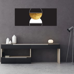 Obraz - Abstrakcia zlatá a čierna N⁰2 (120x50 cm)