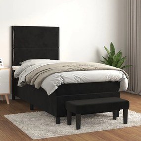 Posteľný rám boxspring s matracom čierny 90x200 cm zamat 3137763